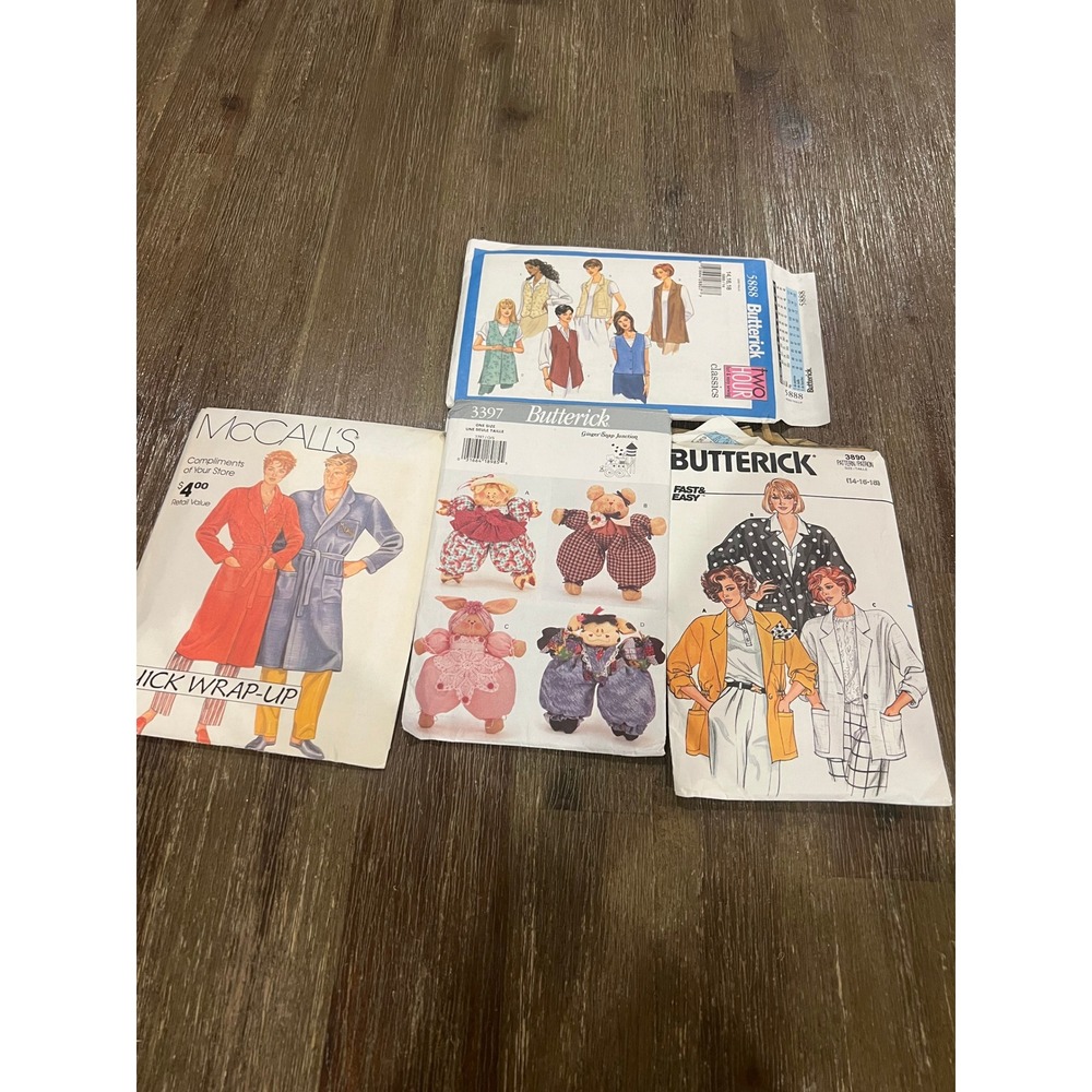 Vintage Sewing Pattern Lot Butterick McCalls Robe Vest Jacket Junk Journal